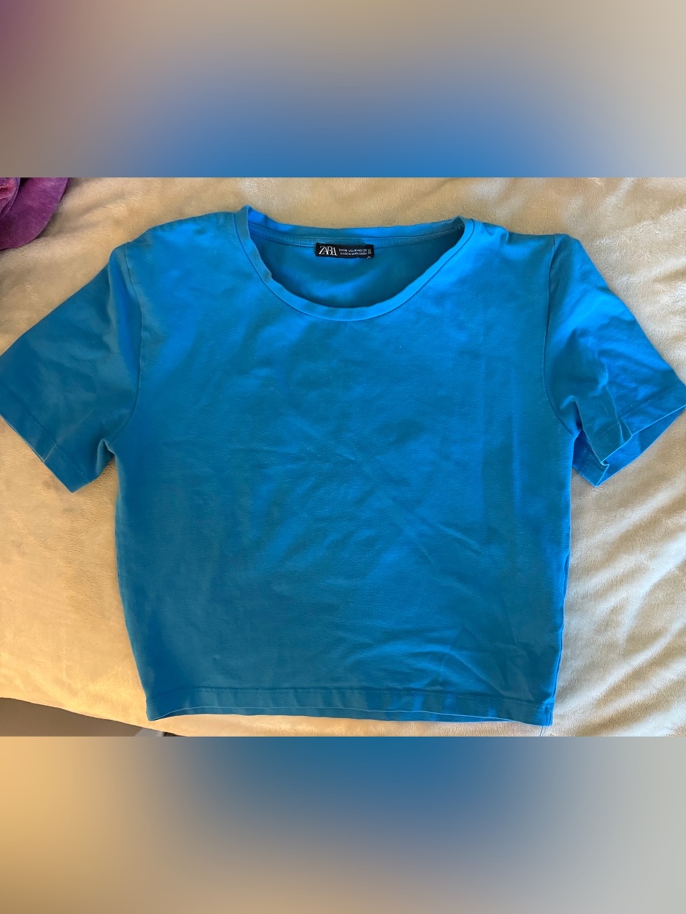 Zara Bright Blue Short Sleeve Crewneck Tee